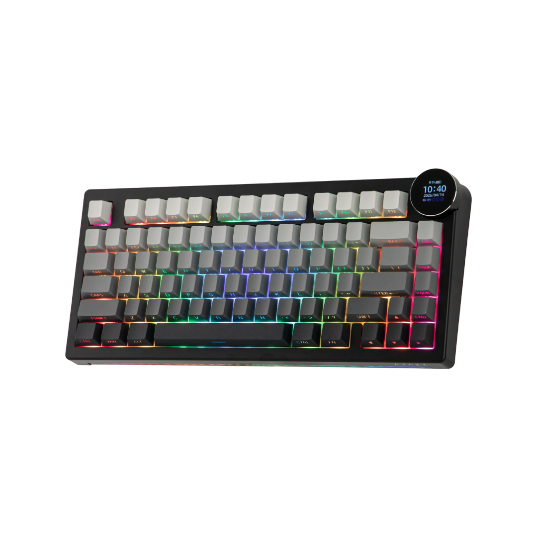 Ajazz AK820 V2 Linear White Peach Gradient Black Gray Side-Engraved (with RGB Backlighting & Screen)