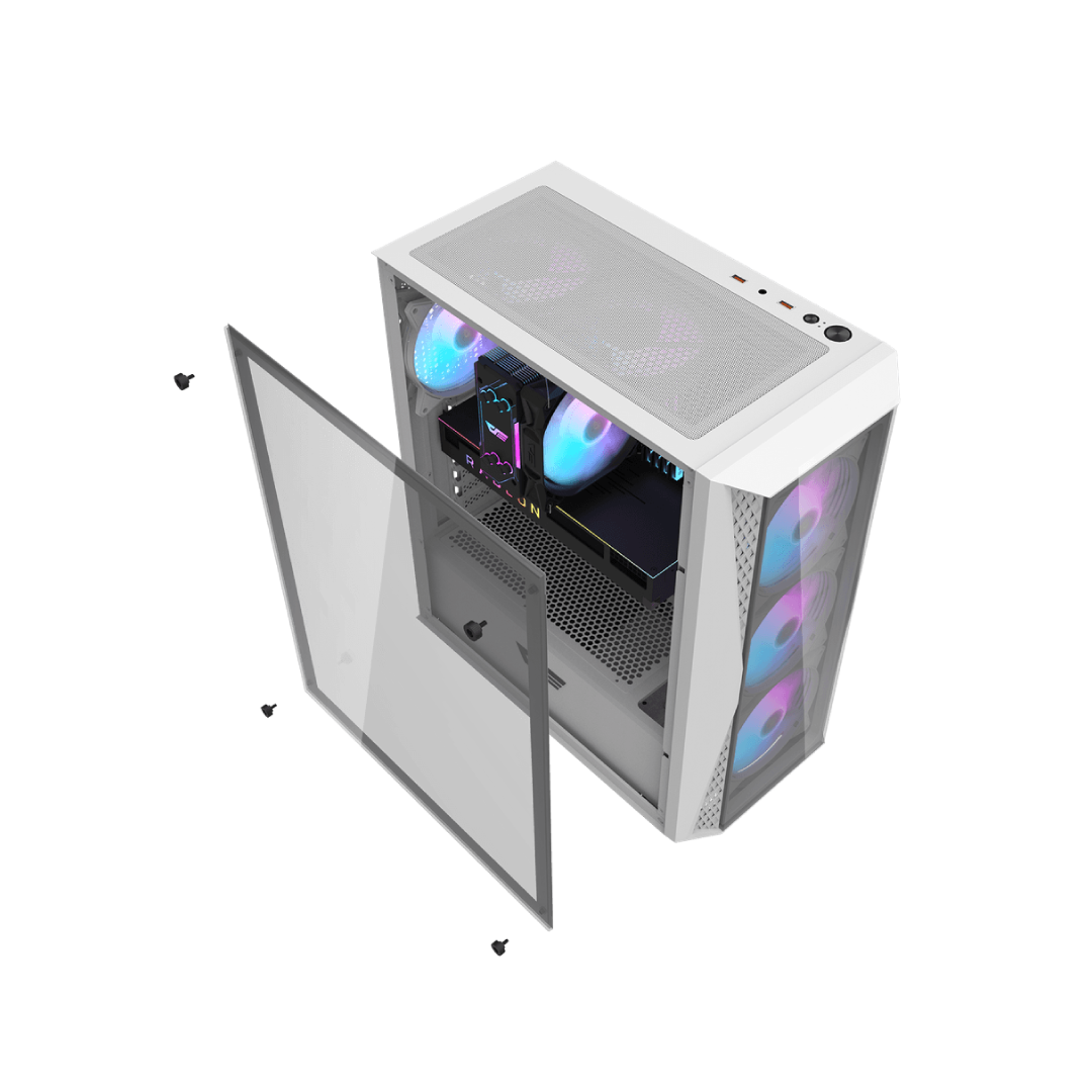 DarkFlash DK352 Plus White Mid-Tower Gaming PC Case 4