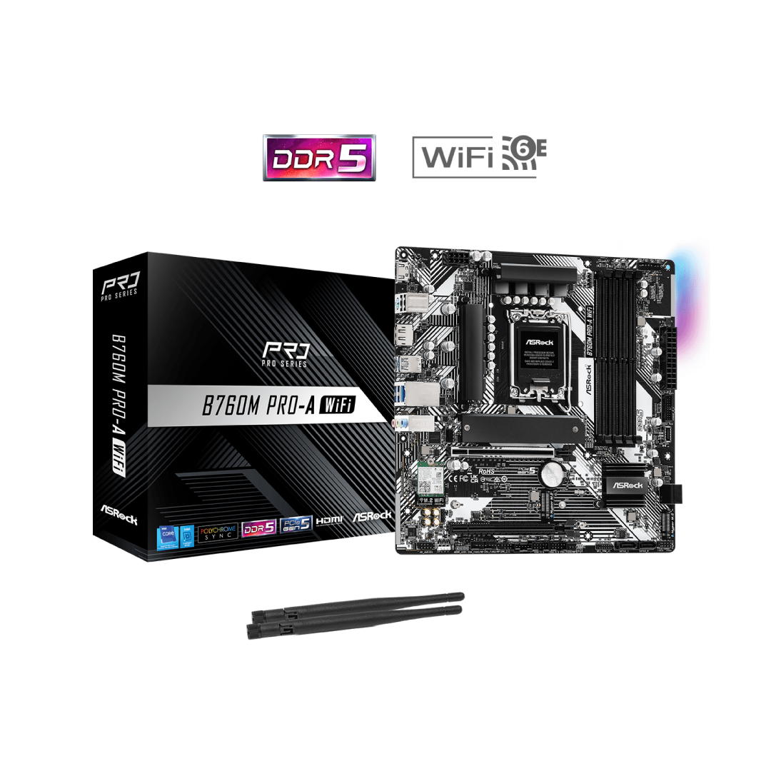 ASRock B760M PRO-A WIFI DDR5 Micro ATX Motherboard 1