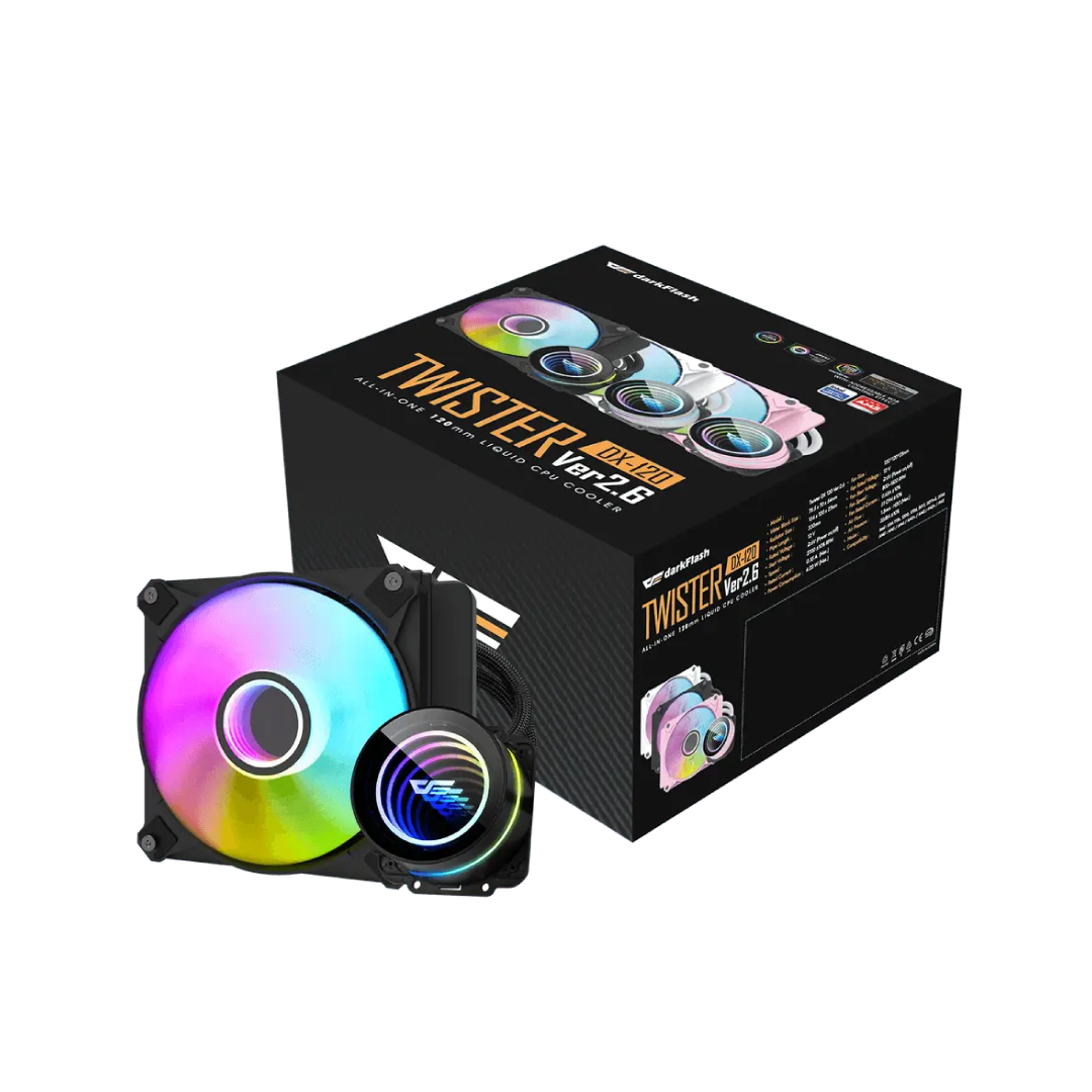 DarkFlash Twister DXV2.6 120 Black ARGB 120mm All‑in‑One Liquid CPU Cooler 1