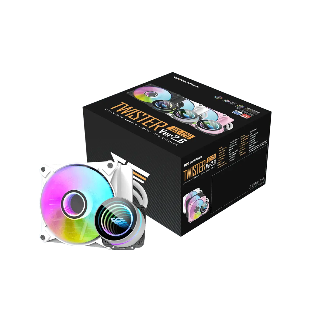 DarkFlash Twister DXV2.6 120 White ARGB 120mm All‑in‑One Liquid CPU Cooler 1