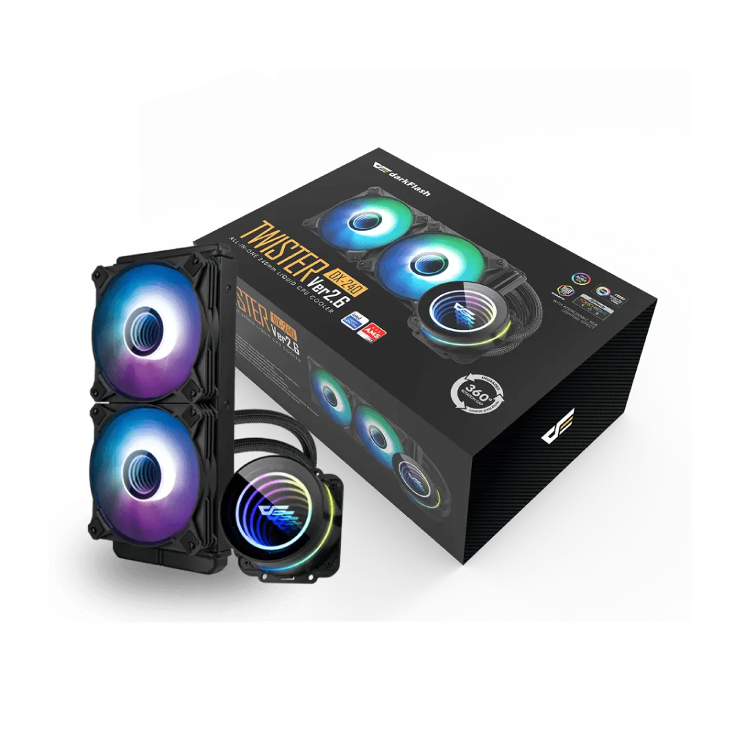 DarkFlash Twister DXV2.6 240 Black ARGB 240mm All‑in‑One Liquid CPU Cooler 1