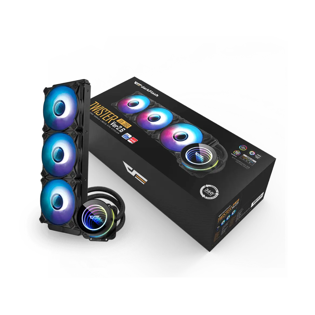 DarkFlash Twister DXV2.6 360 Black ARGB 360mm All‑in‑One Liquid CPU Cooler 1