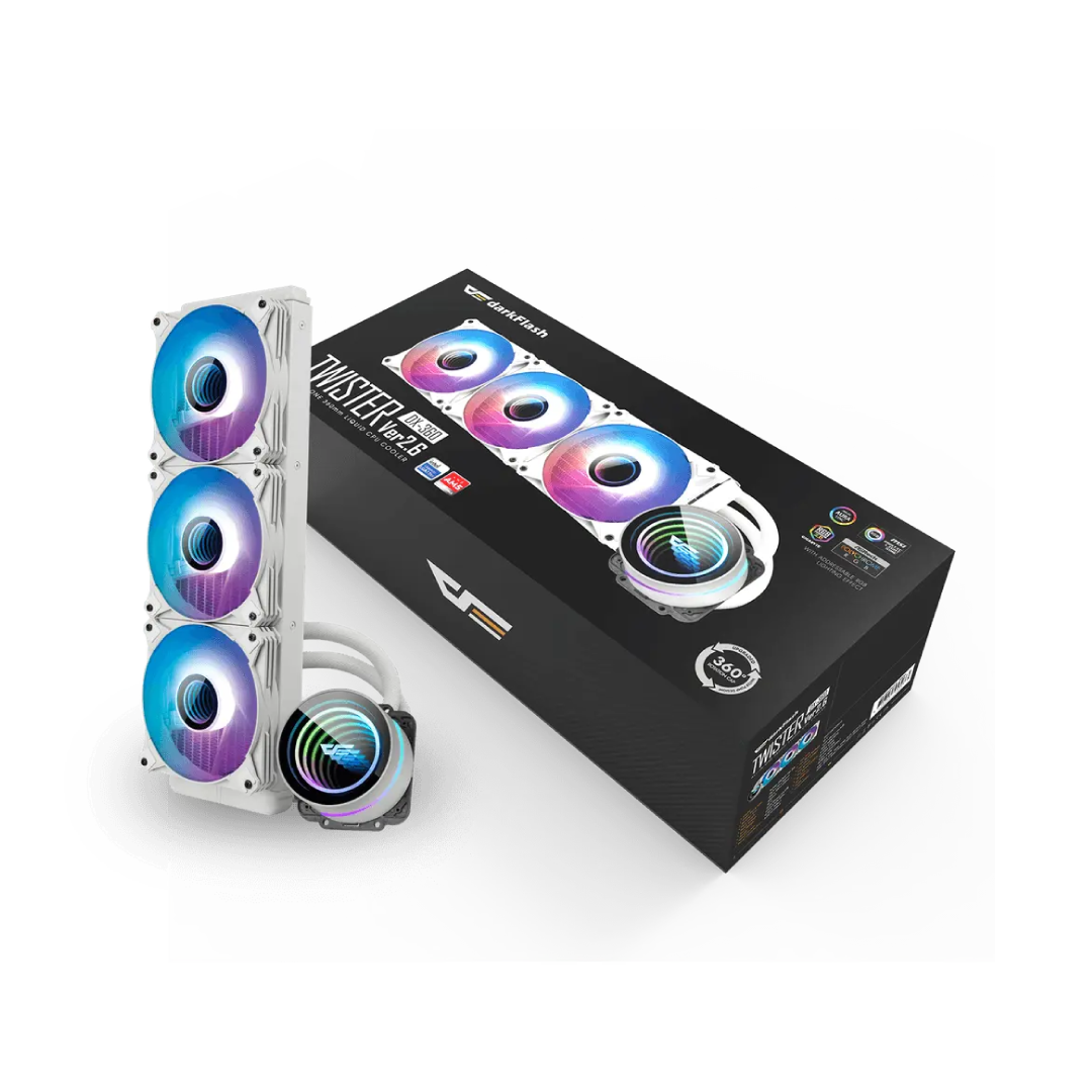 DarkFlash Twister DXV2.6 360 White ARGB 360mm All‑in‑One Liquid CPU Cooler 1