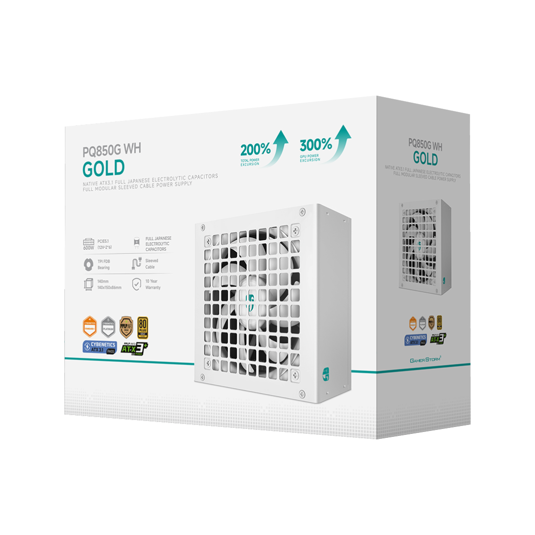 DeepCool PQ850G White 850W ATX 3.1 PCI-E 5.1 80 PLUS Gold Fully Modular Power Supply 1