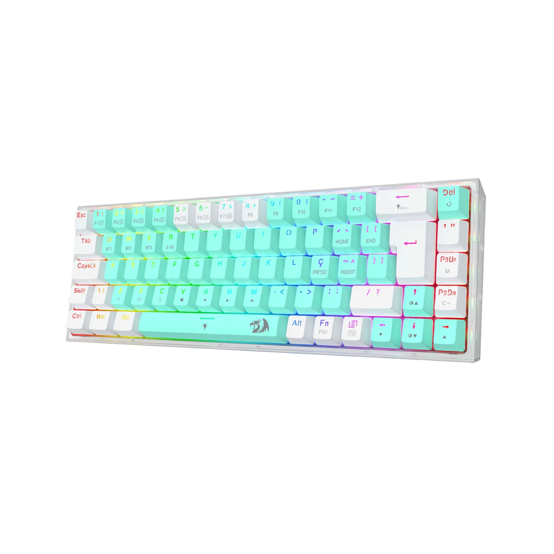 Redragon Castor Pro K631RGB-PRO-GW 68-Key Wireless Mechanical Gaming Keyboard – White/Green 1