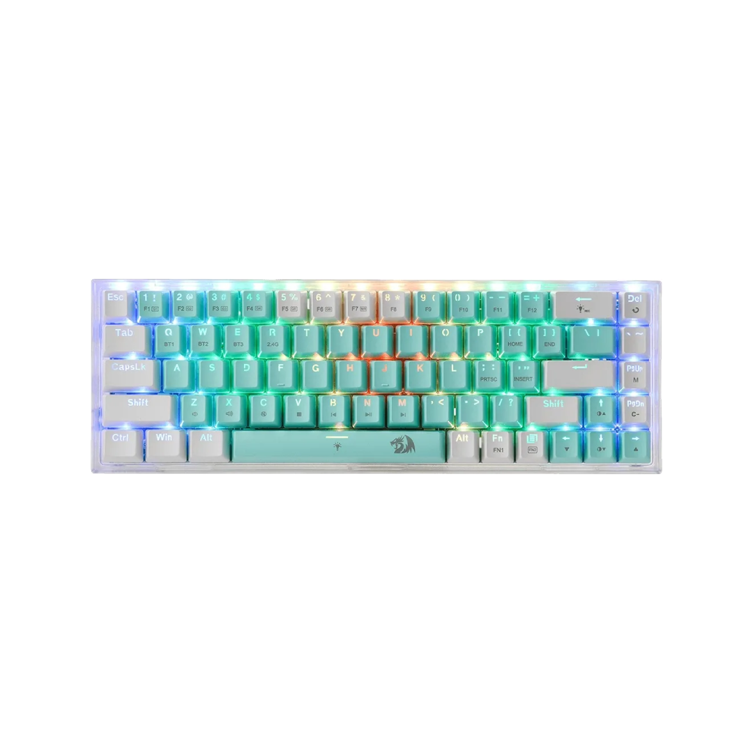 Redragon Castor Pro K631RGB-PRO-GW 68-Key Wireless Mechanical Gaming Keyboard – White/Green 1
