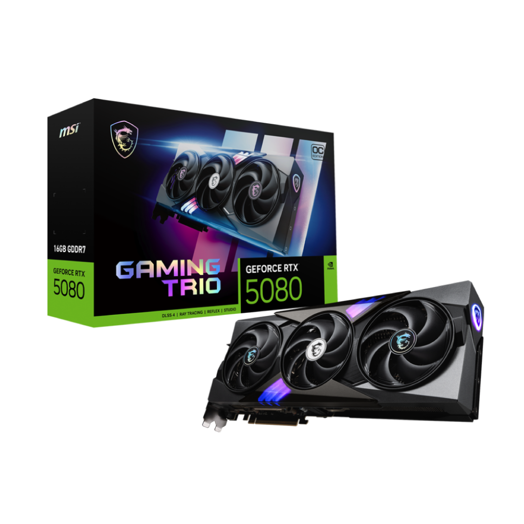 MSI GeForce RTX 5080 16G GAMING TRIO OC – GDDR7 Flagship Gaming Graphics 1