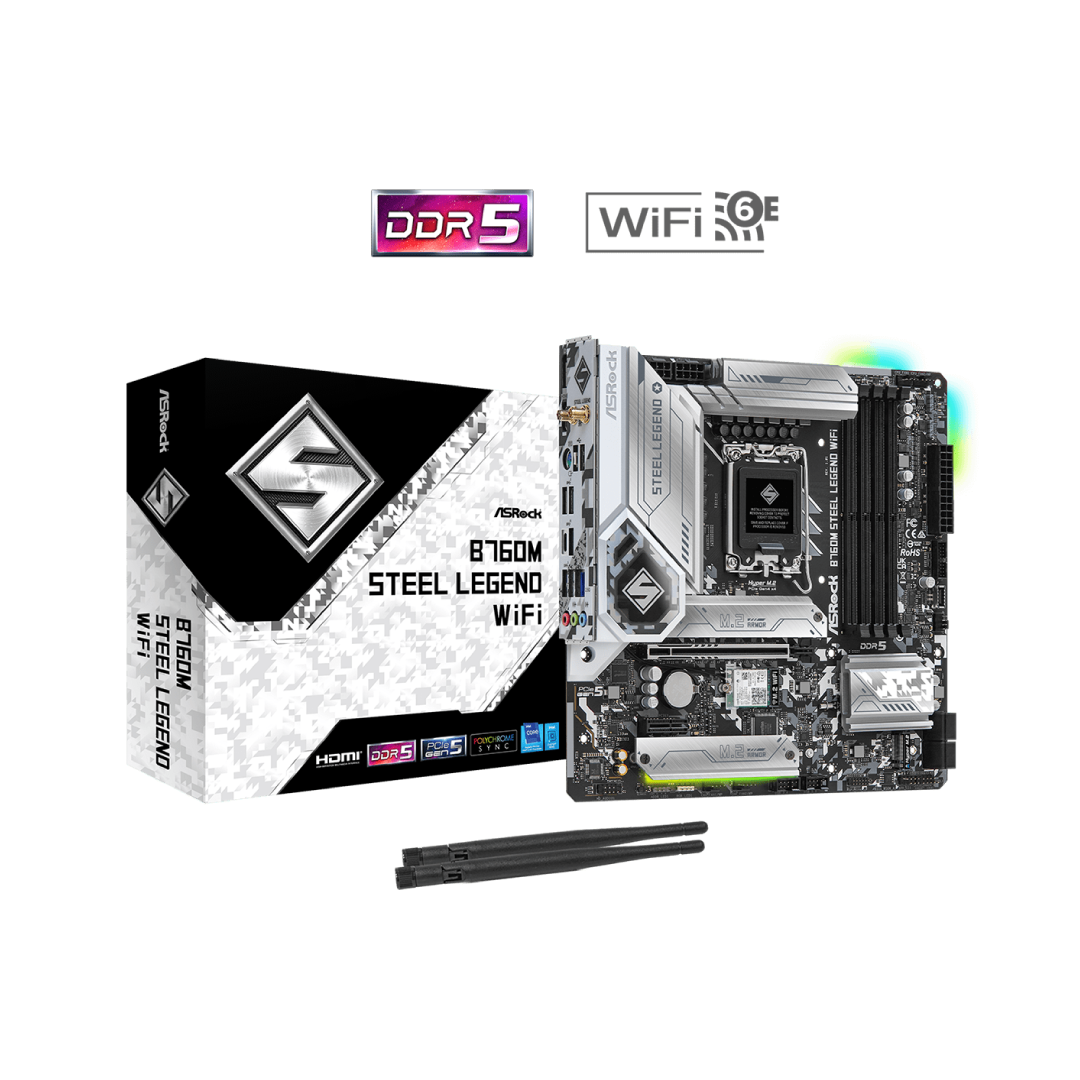 ASRock B760M Steel Legend WiFi DDR5 Micro-ATX Motherboard 1
