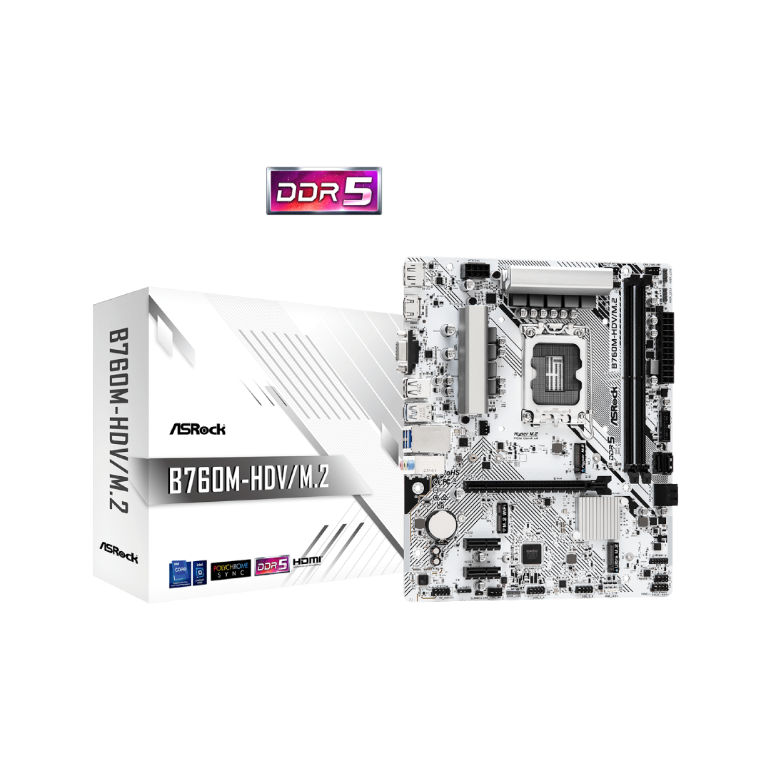 ASRock B760M-HDV/M.2 DDR5 Micro-ATX Motherboard 1