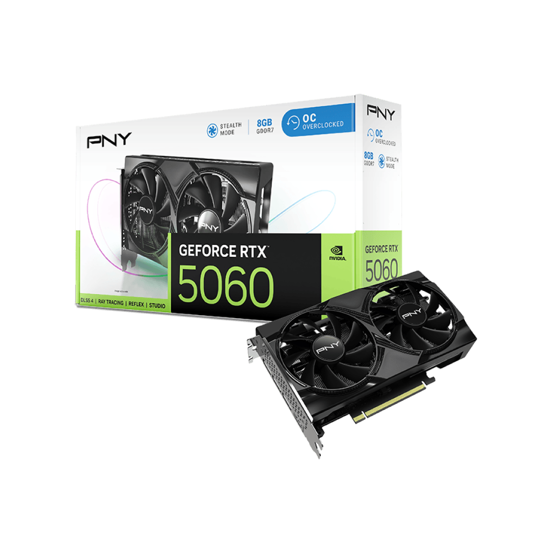 PNY GeForce RTX 5060 OC 8GB GDDR7 – Dual Fan / PCIe 5.0 / DLSS / Ray Tracing / Gaming Graphics Card 1