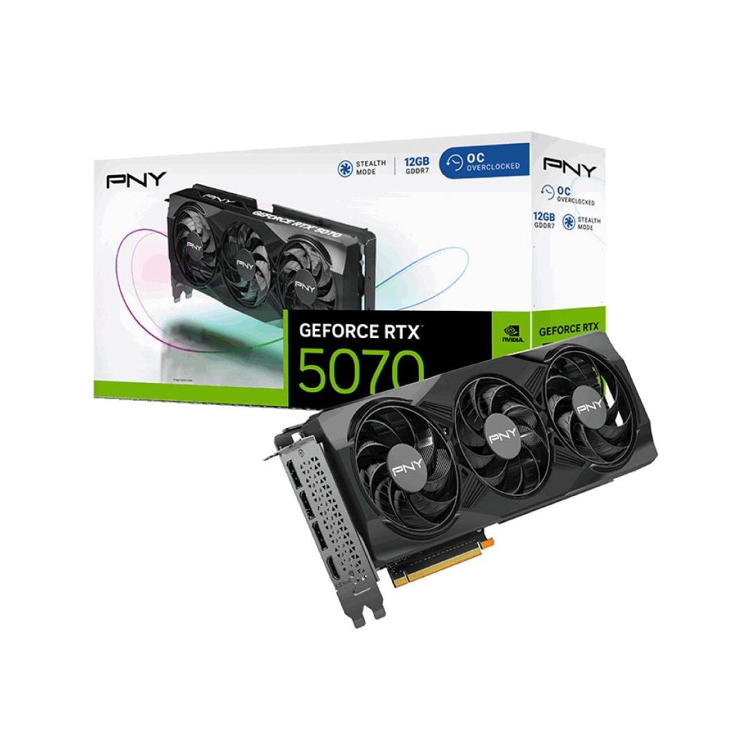 PNY GeForce RTX 5070 OC 12GB GDDR7 – Triple Fan / PCIe 5.0 / DLSS 4 / Ray Tracing / Gaming GPU 1