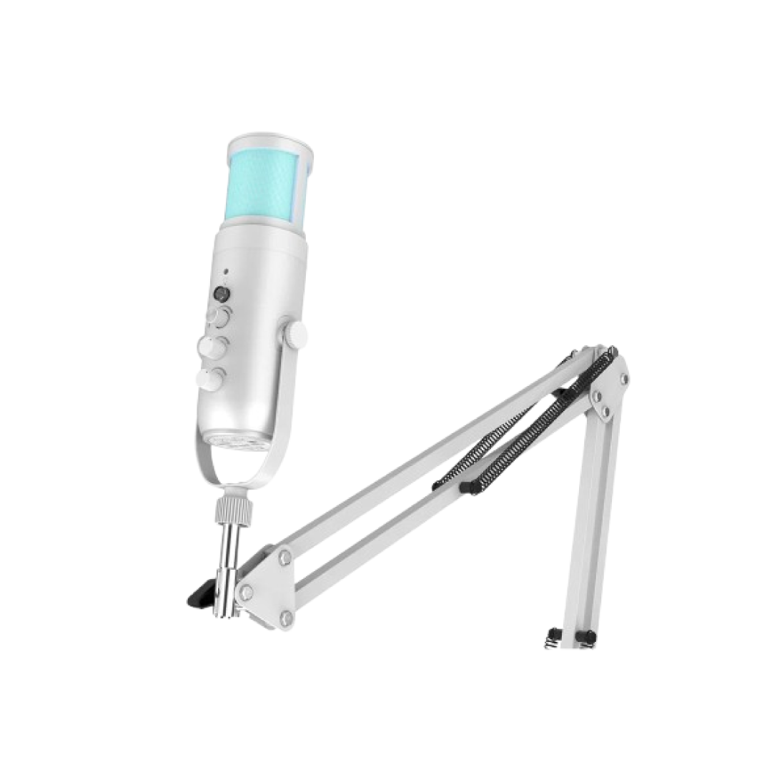 SADES Otus SW-MC04 White USB Gaming Microphone – Cardioid / Noise Reduction / One-Touch Mute / Boom Arm / RGB Streaming Mic 3