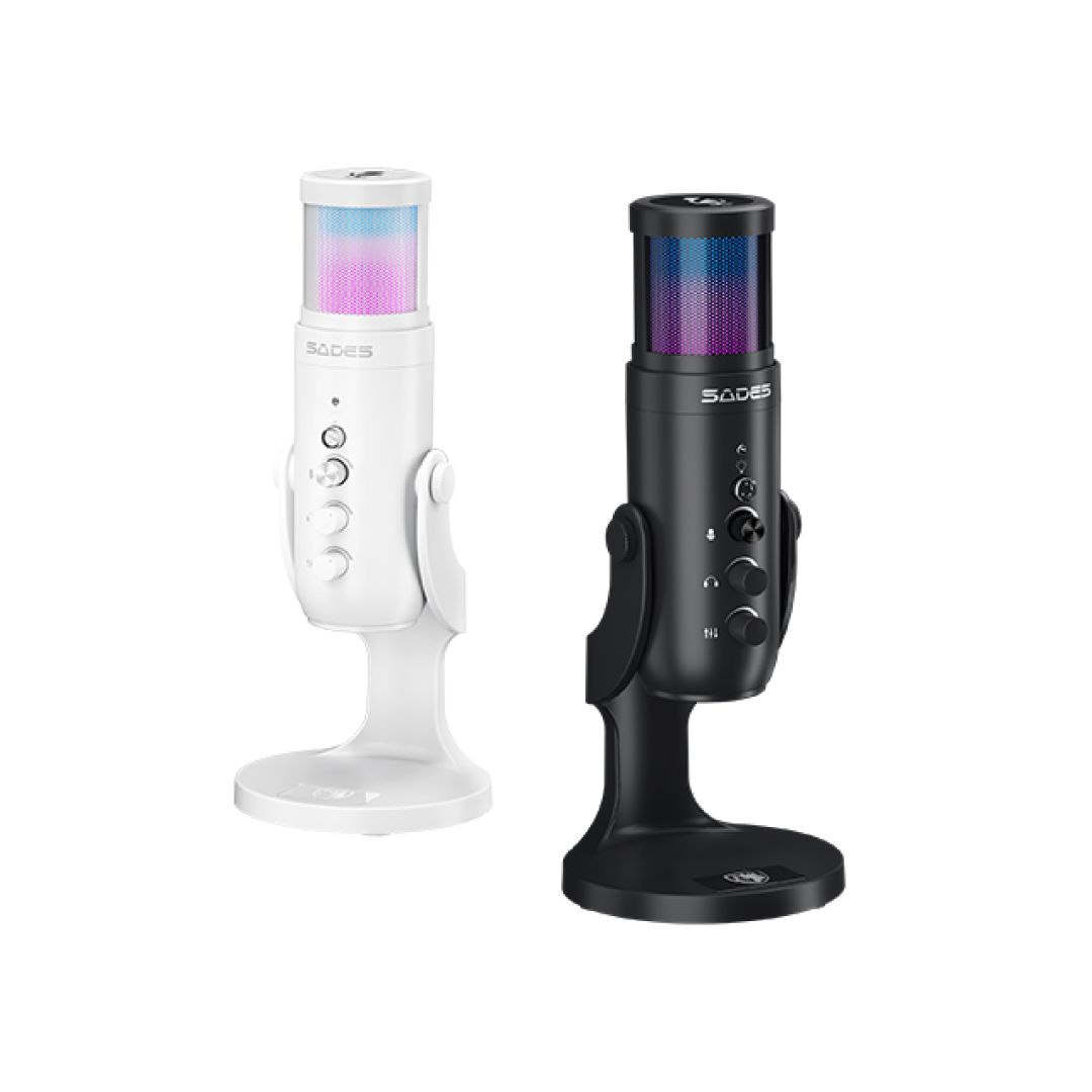 SADES Otus SW-MC04 White USB Gaming Microphone – Cardioid / Noise Reduction / One-Touch Mute / Boom Arm / RGB Streaming Mic 5