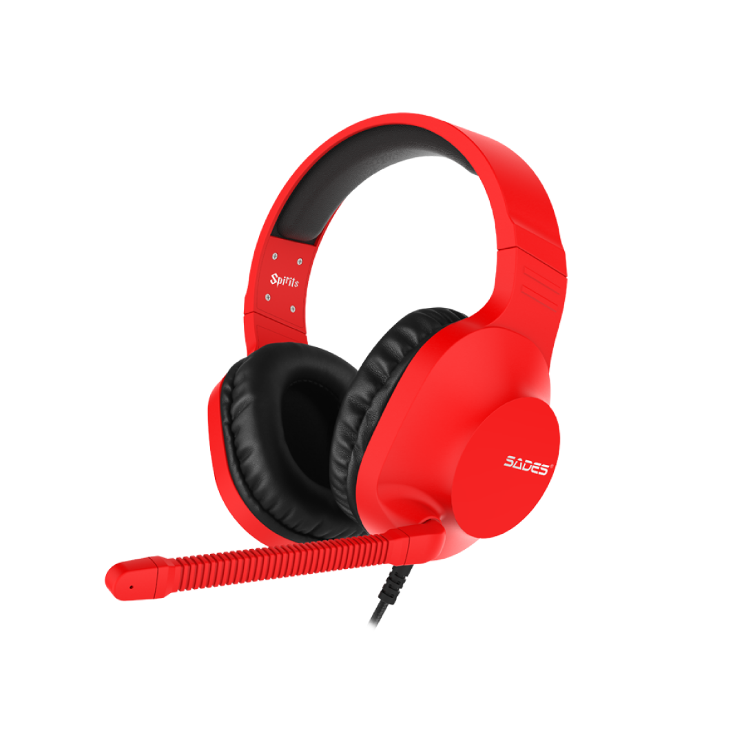 SADES Spirit SA-721 Red Gaming Headset – 50mm Drivers / Stereo Sound / Noise Cancelling Mic / 3.5mm / Lightweight Design 1