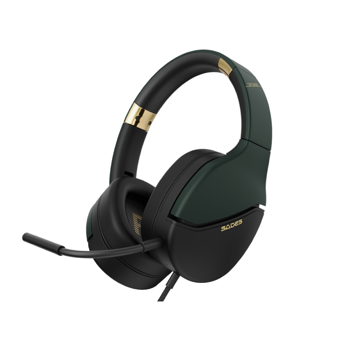SADES SPower SA-725 Gold Gaming Headset – 40mm Drivers / Stereo Sound / Noise Cancelling Mic / Foldable Design / 3.5mm Multi-Platform 1