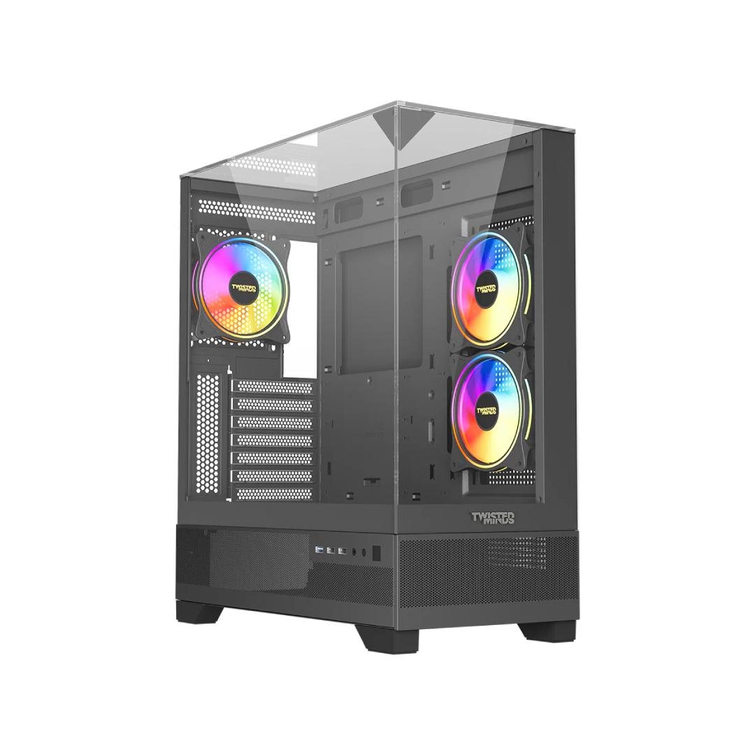 Twisted Minds Eclipse Forge TM-XL290-B Gaming Case – Mid Tower / Tempered Glass / ATX / 400mm GPU / 240mm Water Cooling Support / Black 1