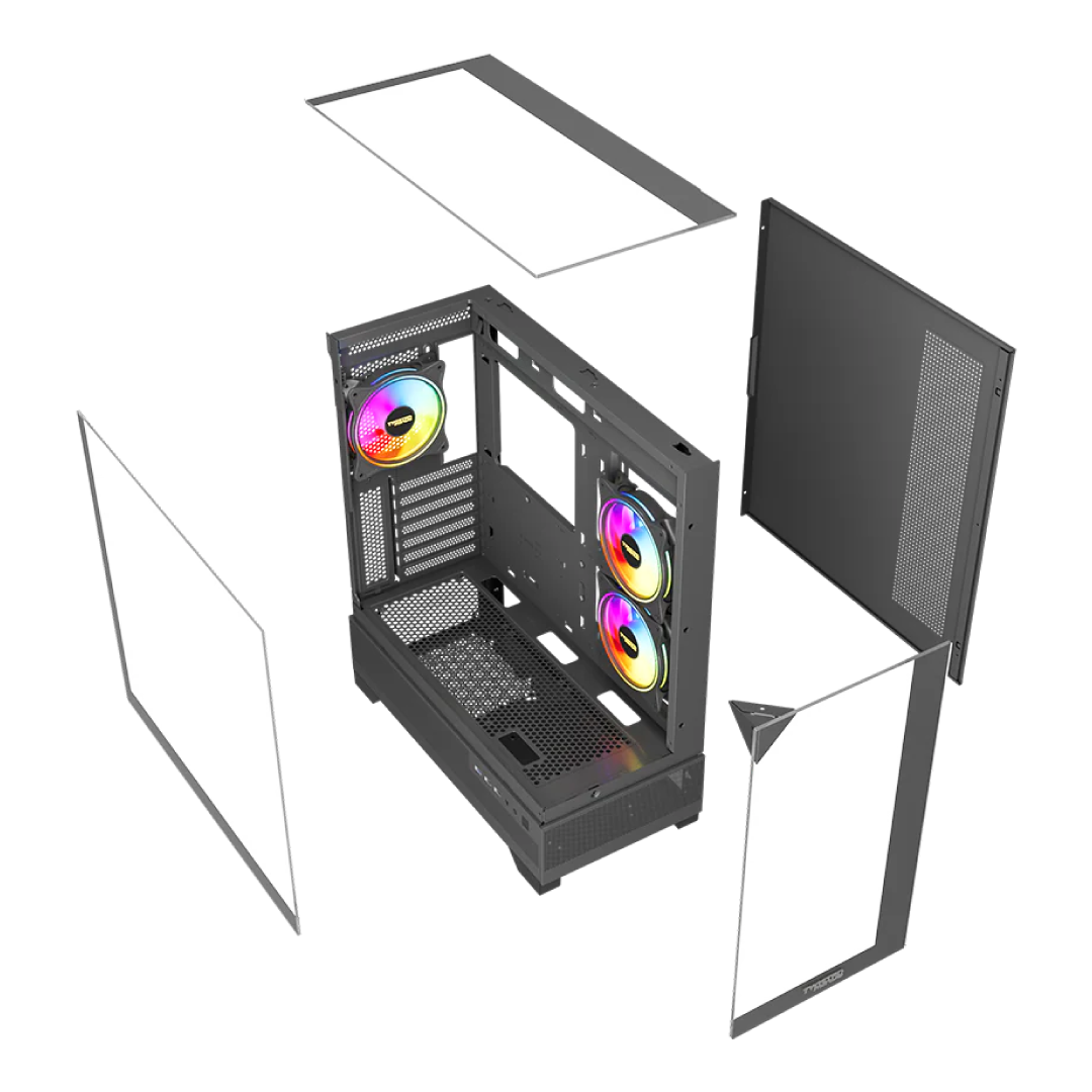 Twisted Minds Eclipse Forge TM-XL290-B Gaming Case – Mid Tower / Tempered Glass / ATX / 400mm GPU / 240mm Water Cooling Support / Black 7