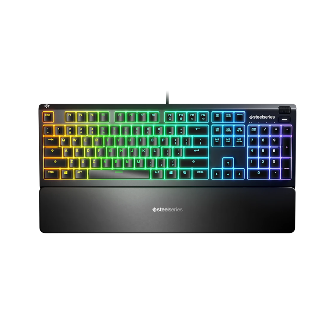 SteelSeries Apex 3 (64795) RGB Gaming Keyboard – Water Resistant, Quiet Switches 1