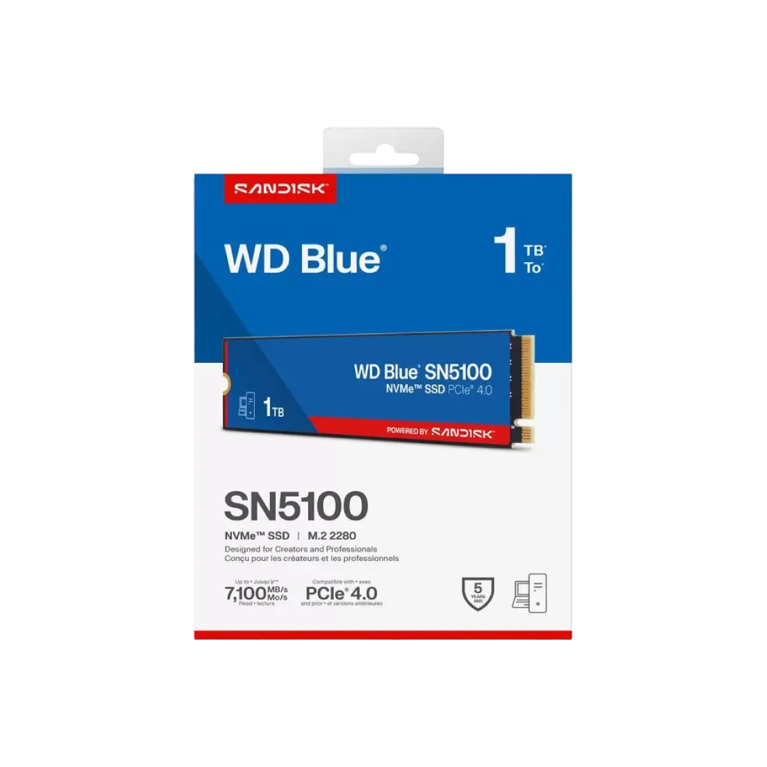 WD Blue SN5100 1TB NVMe SSD – PCIe Gen4 M.2 2280 (Up to 7100MB/s)