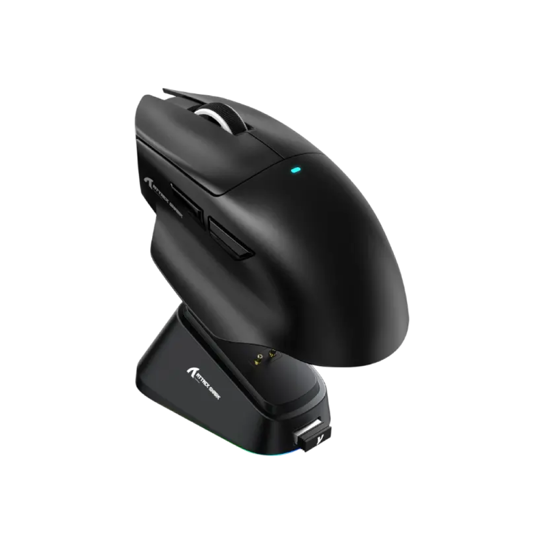 ATTACK SHARK V6 Black – Tri-Mode Wireless Gaming Mouse with RGB Charging Dock 1
