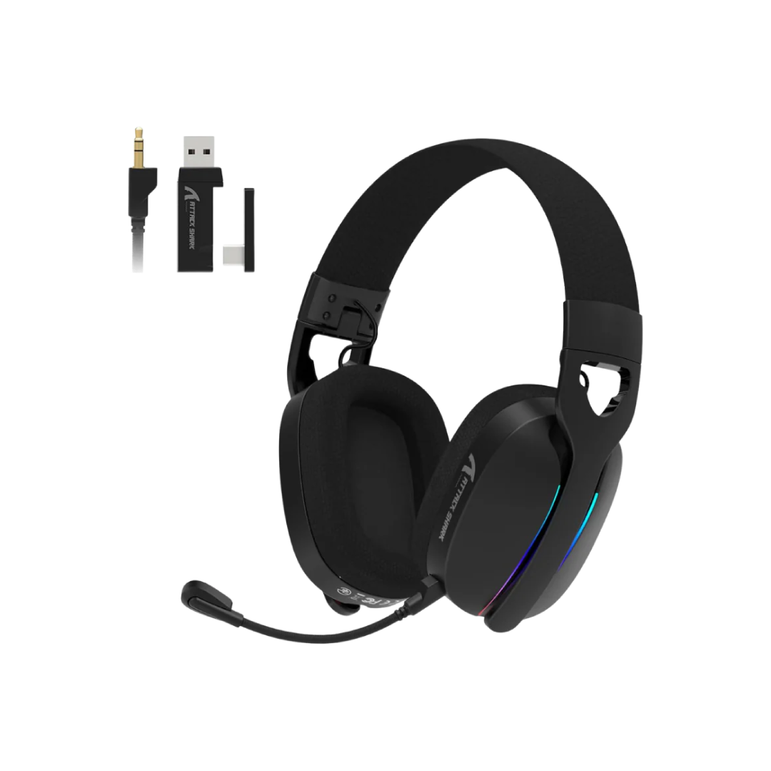 ATTACK SHARK L90 Black – Foldable RGB Tri-Mode Wireless Gaming Headset