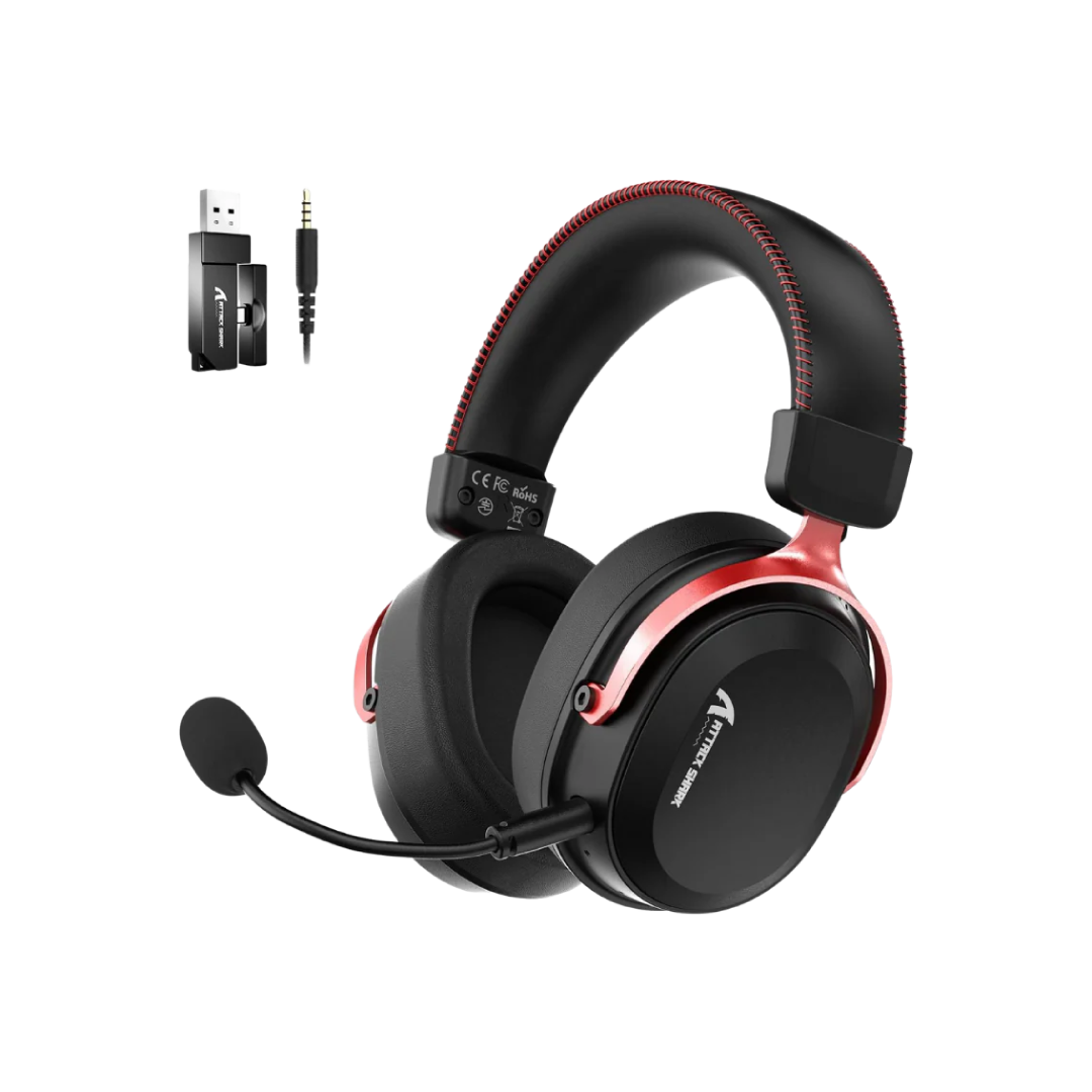 ATTACK SHARK L30 Pro Black & Red – Tri-Mode Wireless Gaming Headset 1
