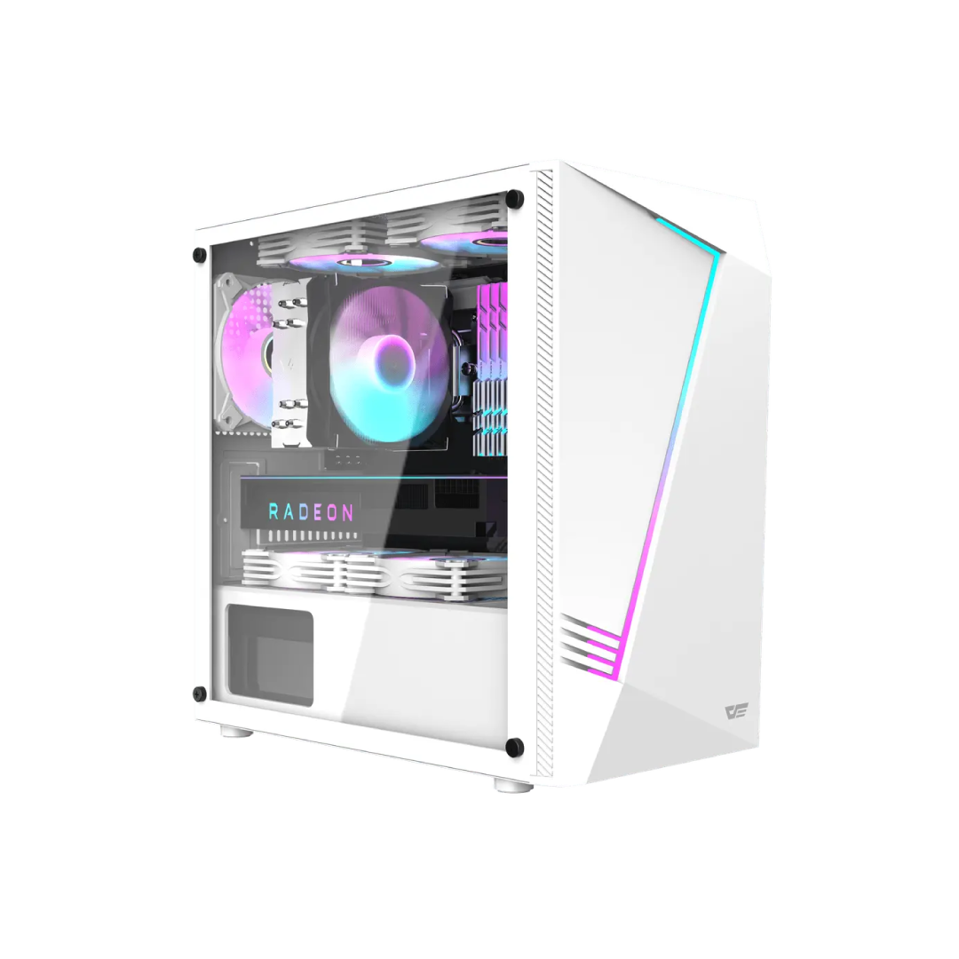 DarkFlash AL390 White Micro‑ATX Gaming PC Case 1