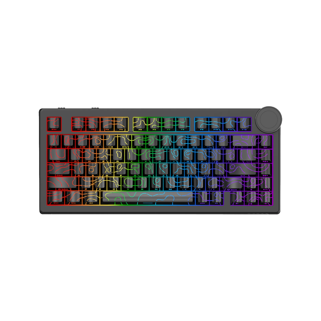 Ajazz AK820 V2 Linear White Peach Contour Line Black (with RGB Backlighting & Screen)